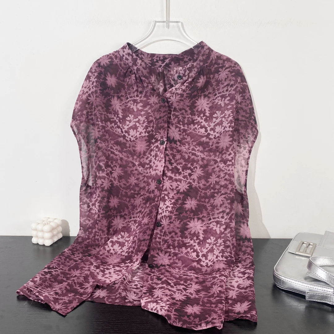 小韩日记【薰衣草衫】衬衫碎花时尚夏季复古提花宽松休闲宽松958