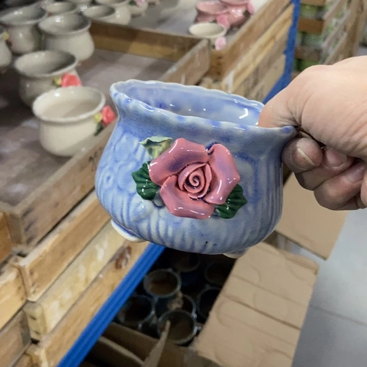 陶瓷花盆单场满9.9发10.5*8