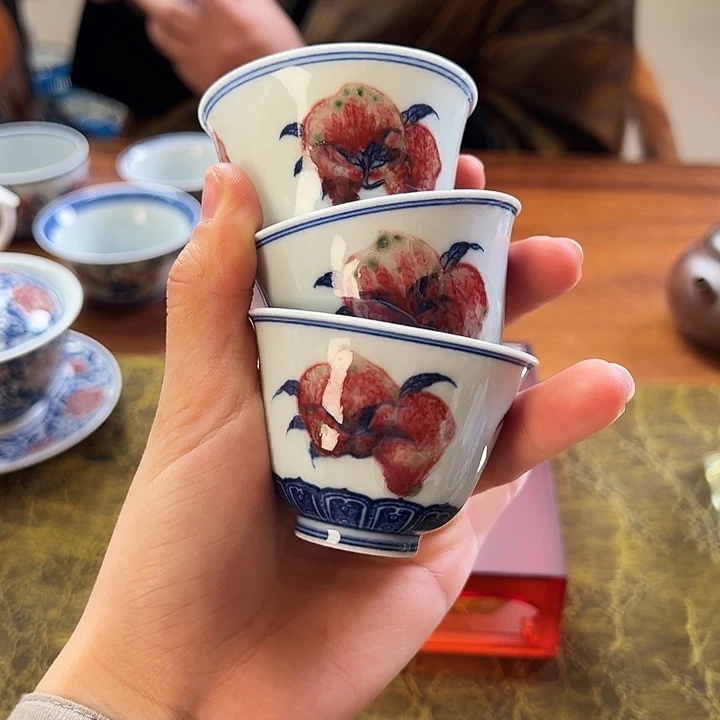 微瑕臻玉古坊原矿孔雀石釉里红3只