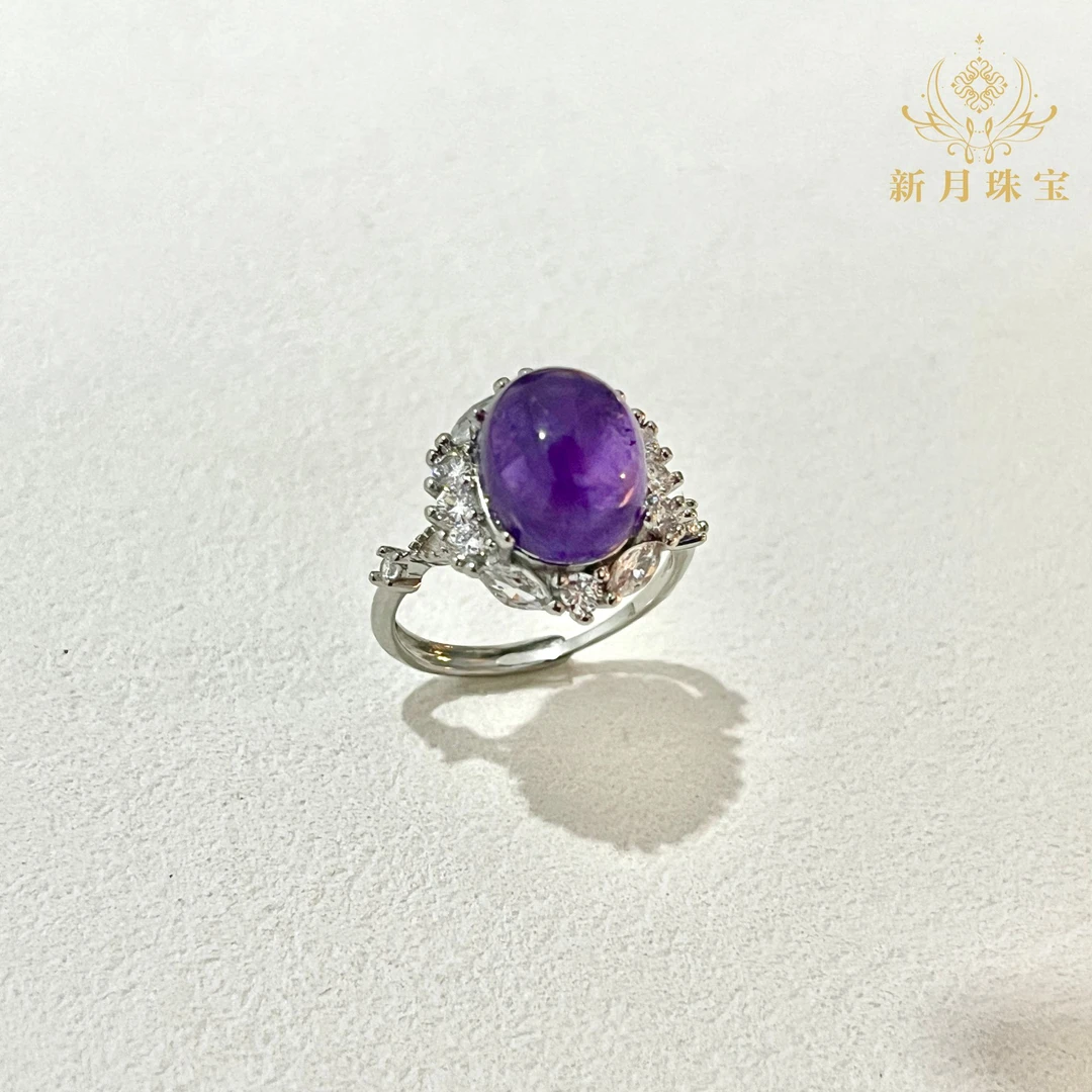紫水晶乌拉圭蛋面镶嵌款戒指-多样性发一