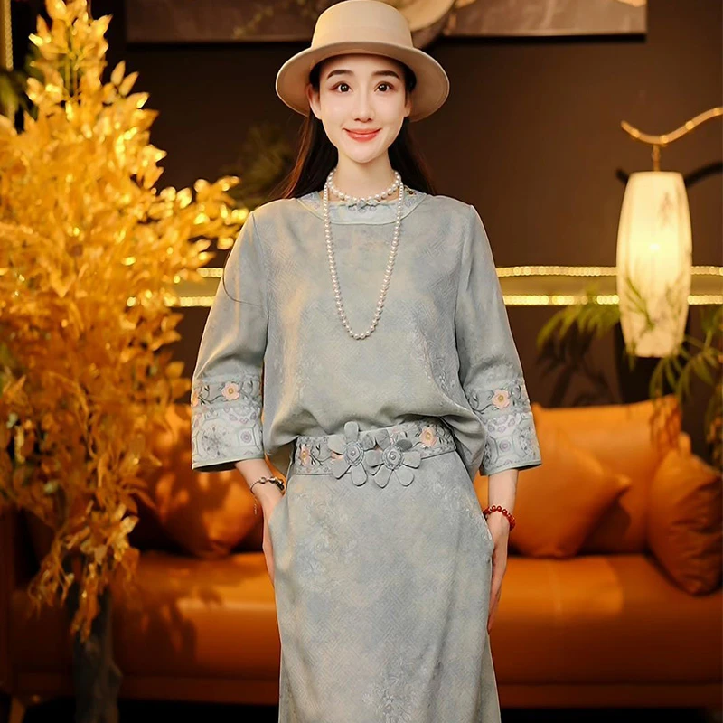 【可儿•高定】高端新中式国风设计师款桑蚕丝上衣3-JX5999-1