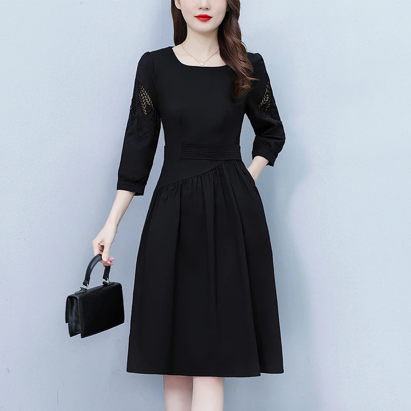 小个子高端气质连衣裙女2025春夏新款妈妈遮肉显瘦减龄中长裙子