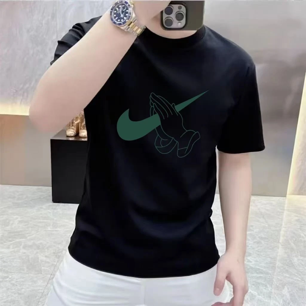 2025春夏季新款男士潮流百搭重磅纯棉短袖T恤时尚圆领短袖上衣男