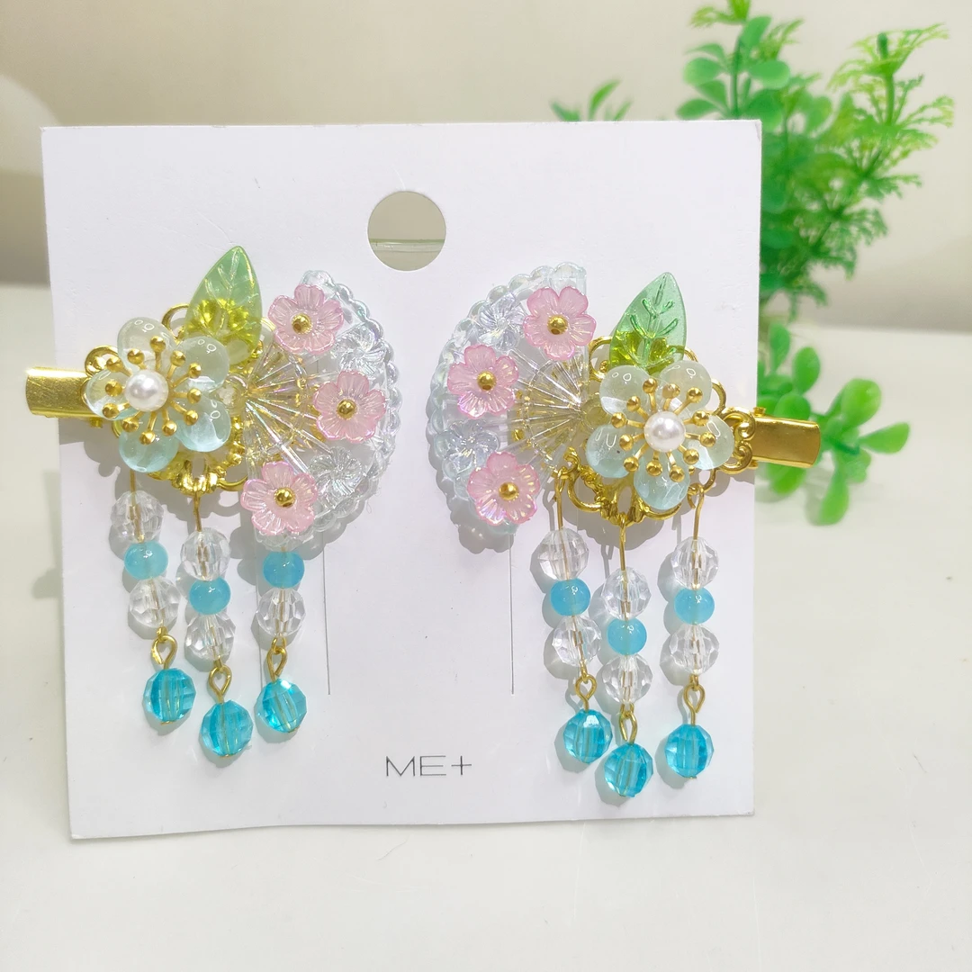 儿童古风发饰小女孩蝴蝶发夹中国风步摇流苏发卡古装对夹汉服头饰