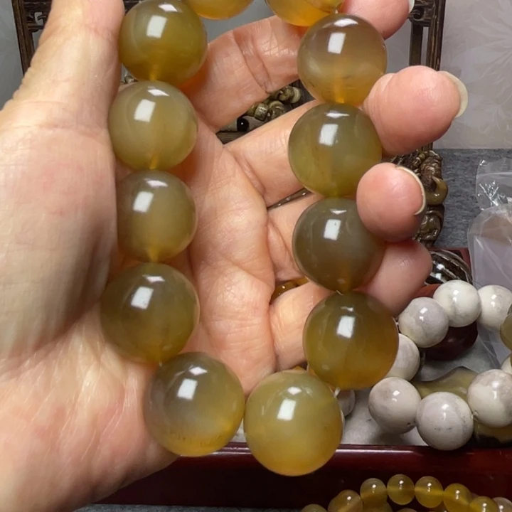 纯铜石英石2.0羊角手串