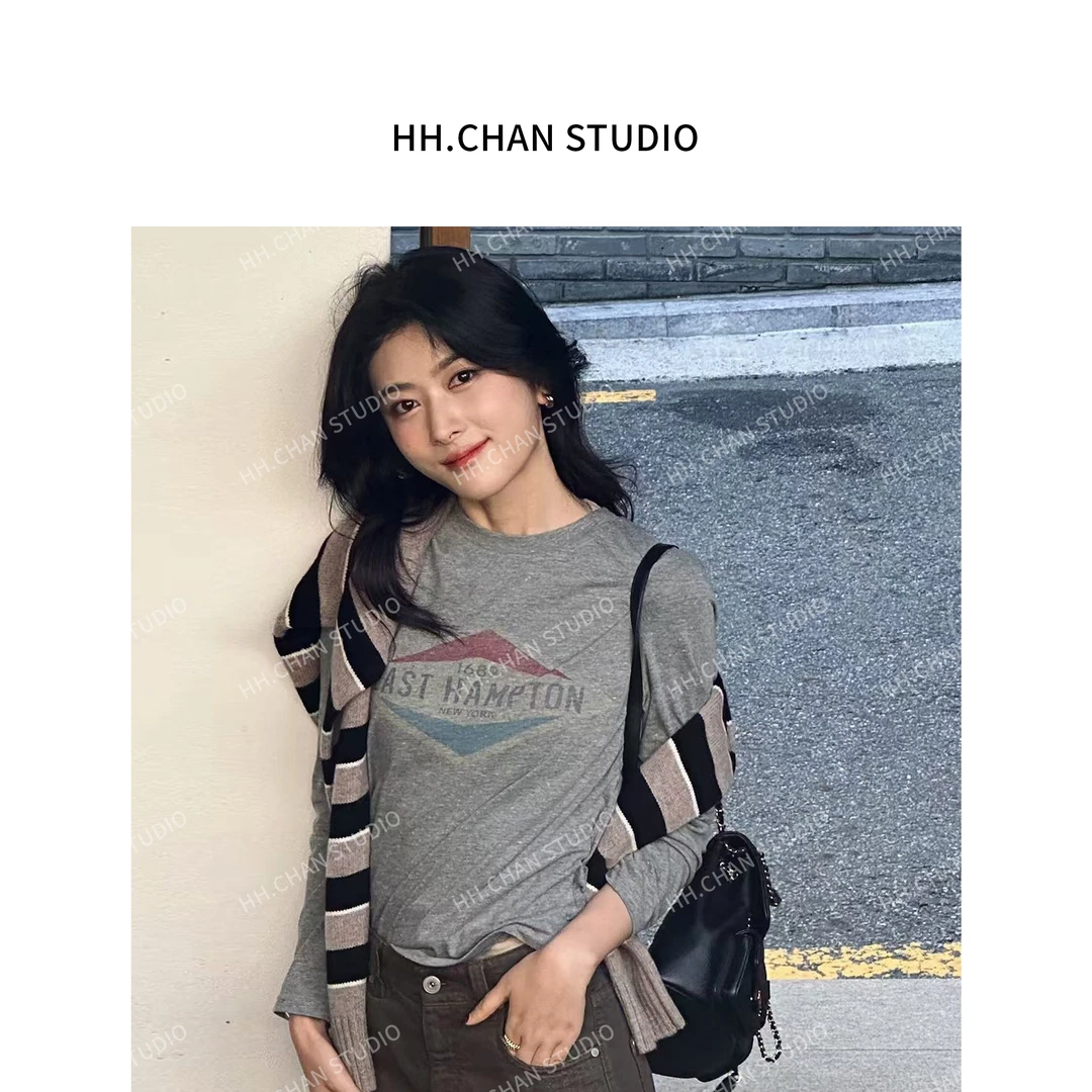 HH.CHAN“复古艺术”Spring 2025高定新疆棉混纺美式复古灰色长袖