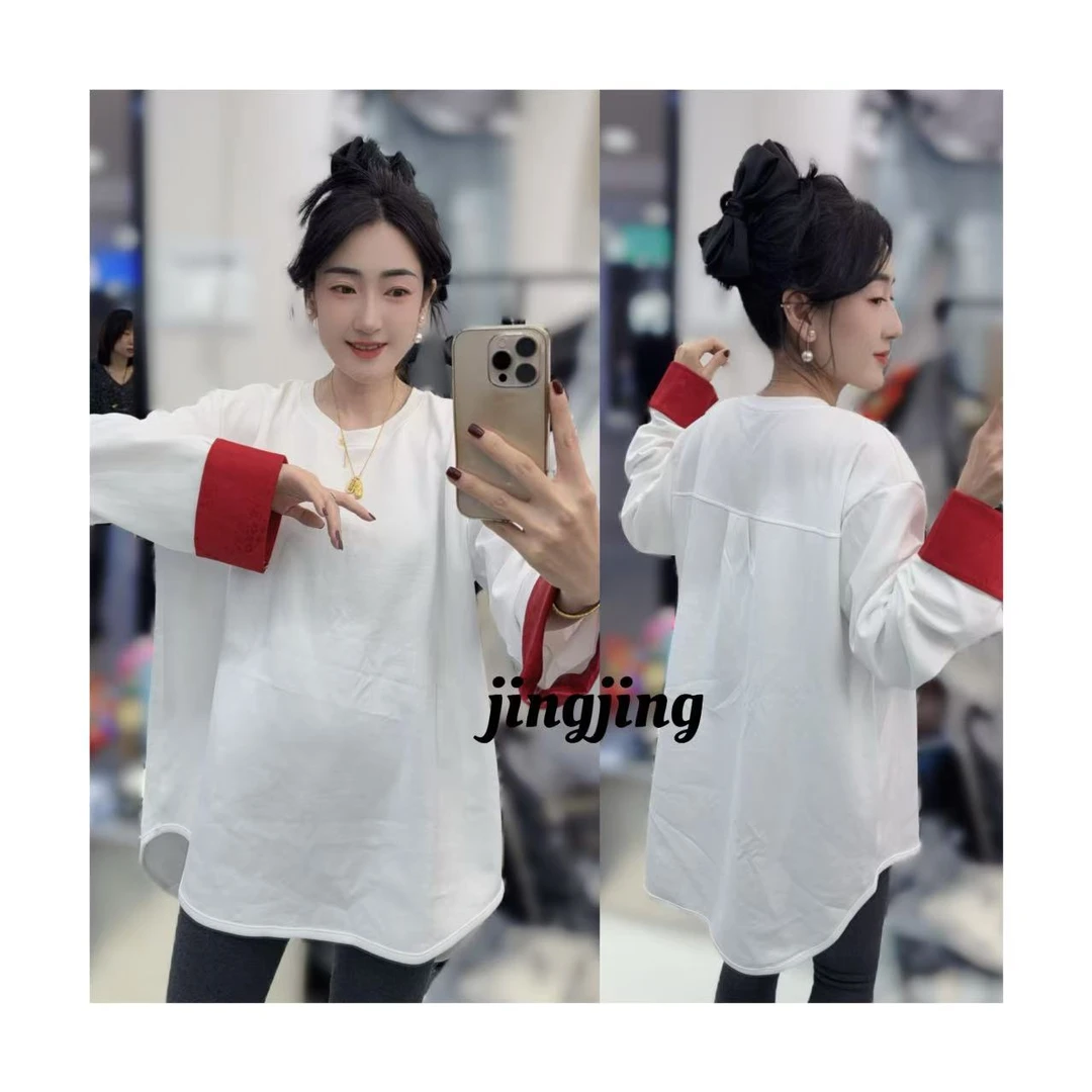 新年款红色花袖T恤（2999）