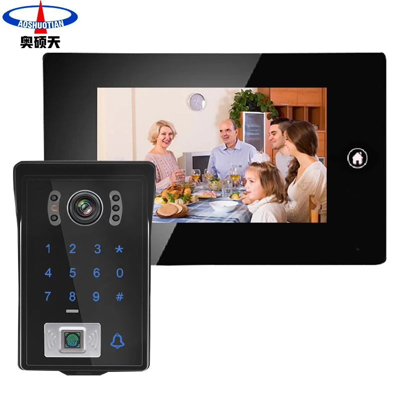 奥硕可视对讲门铃有线wifi智能远程开锁指纹密码家用别墅门禁系统