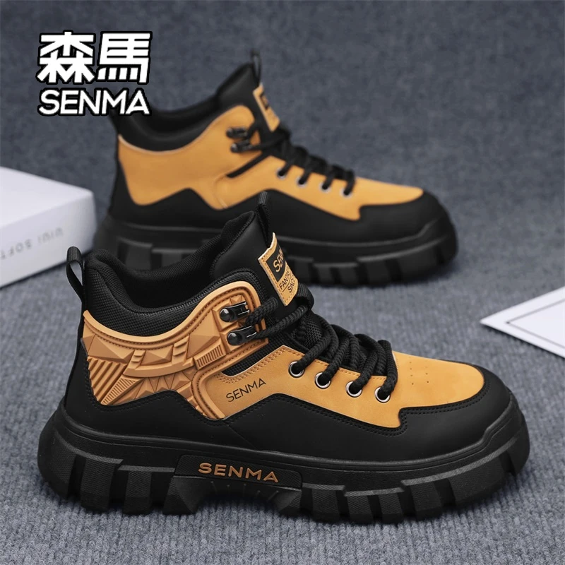 SENMA/森马男鞋2026新款冬季厚底休闲高帮鞋马丁靴百搭防滑工装鞋