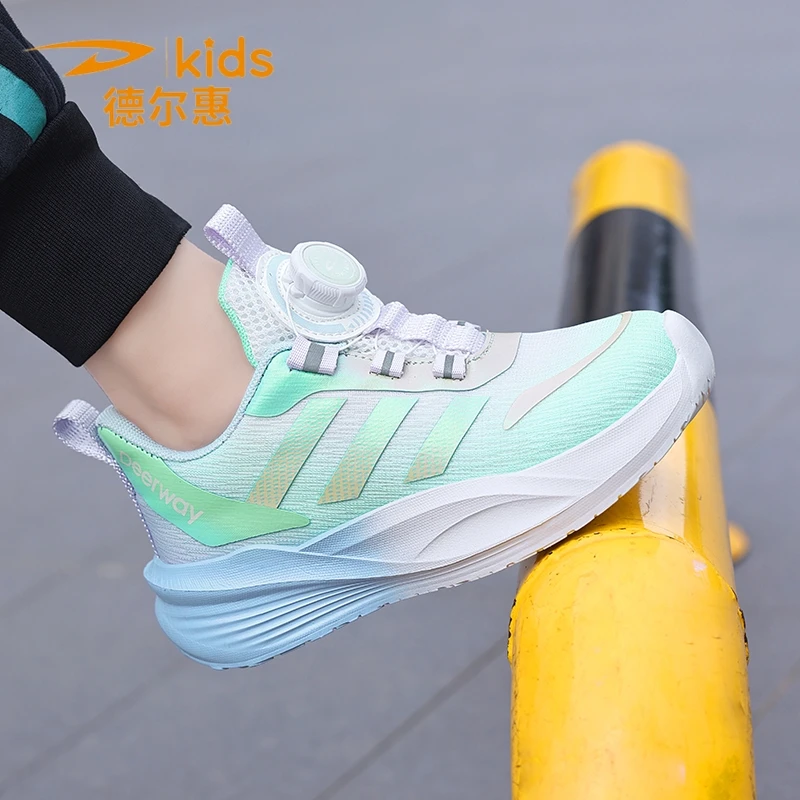 德尔惠女童鞋子男2025春秋新款防滑透气男孩软底青少年女童运动鞋