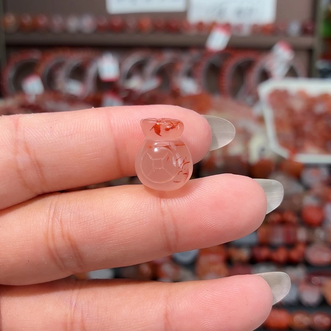 南红玛瑙未镶嵌颈饰钱袋