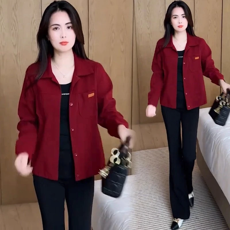 时尚翻领短外套女2025秋季新款洋气宽松小个子休闲百搭夹克上衣潮