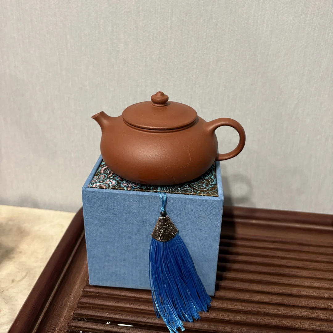 宜兴紫砂壶原矿红泥寒江150cc
