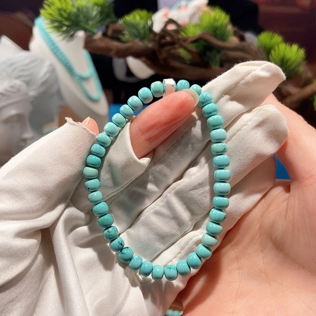 绿松石未镶嵌手串绿松石老型单圈5+