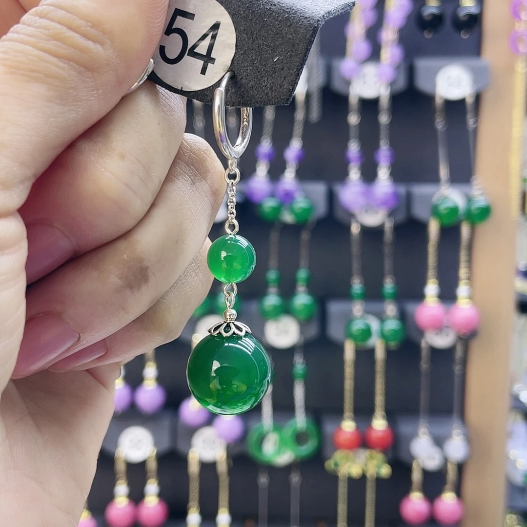 玛瑙/玉髓银S925镶嵌耳环54号耳圈