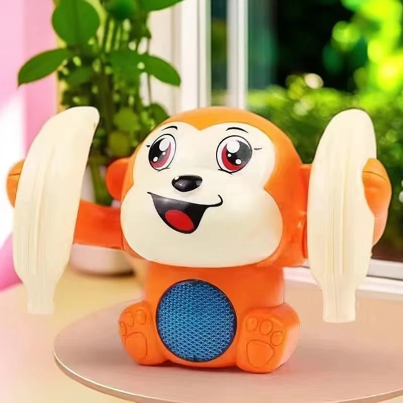 【热卖】电动翻滚玩具猴子有灯光有音乐会翻跟头婴儿练习抬头爬行