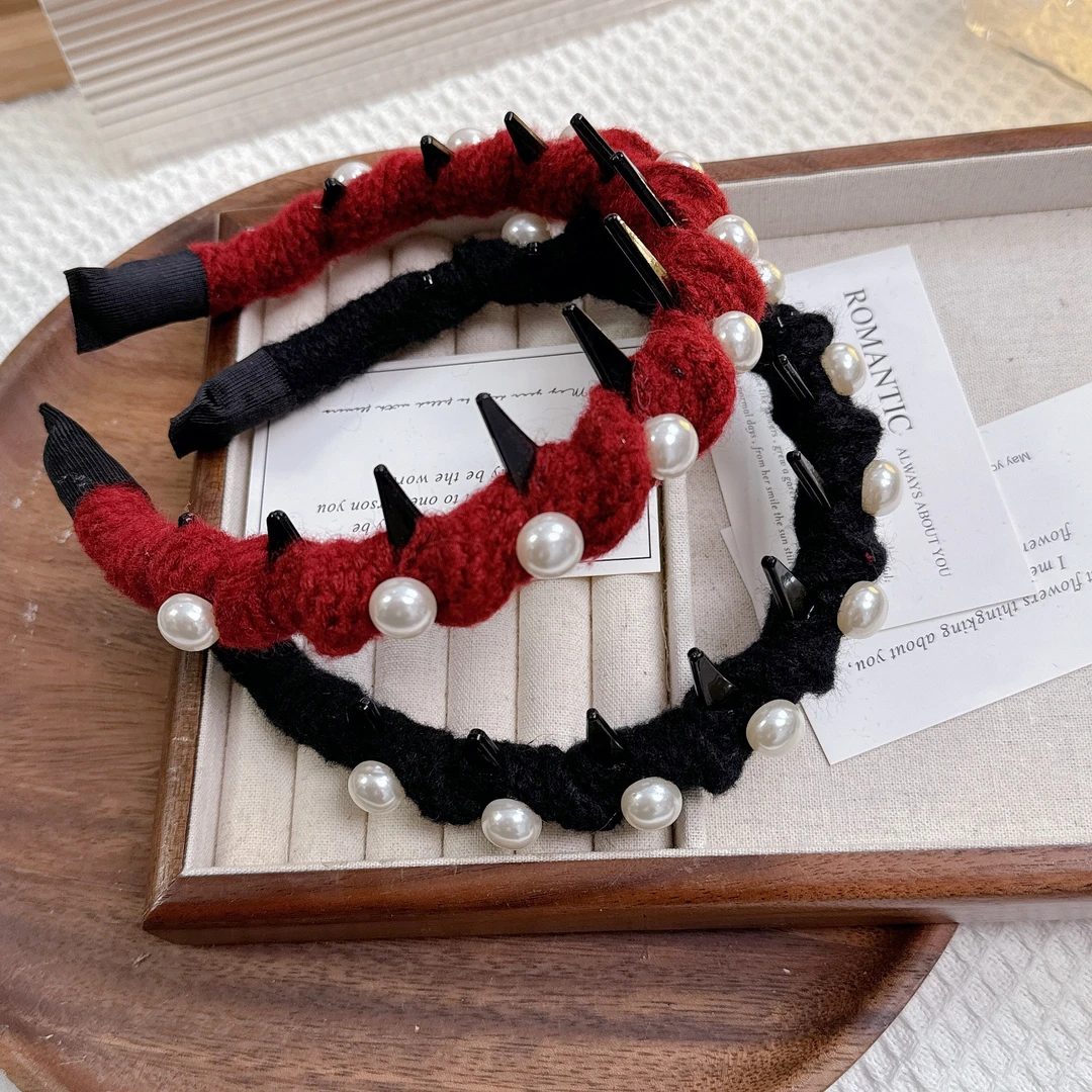 带齿高颅顶新款设计师款定制发箍黑色倒带头箍