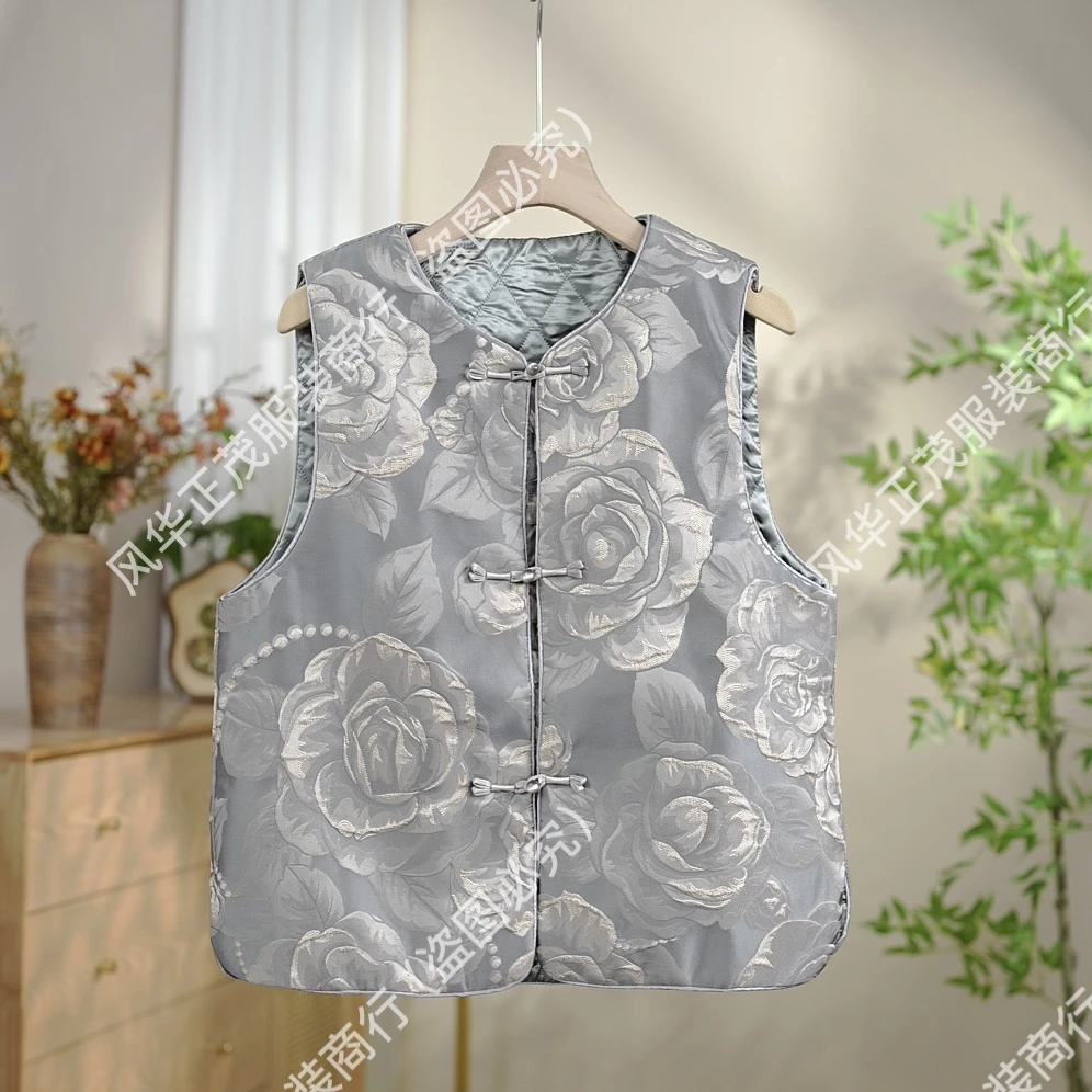 【3731】 新中式国风重工立体提花圆领马甲时尚复古常规款马甲