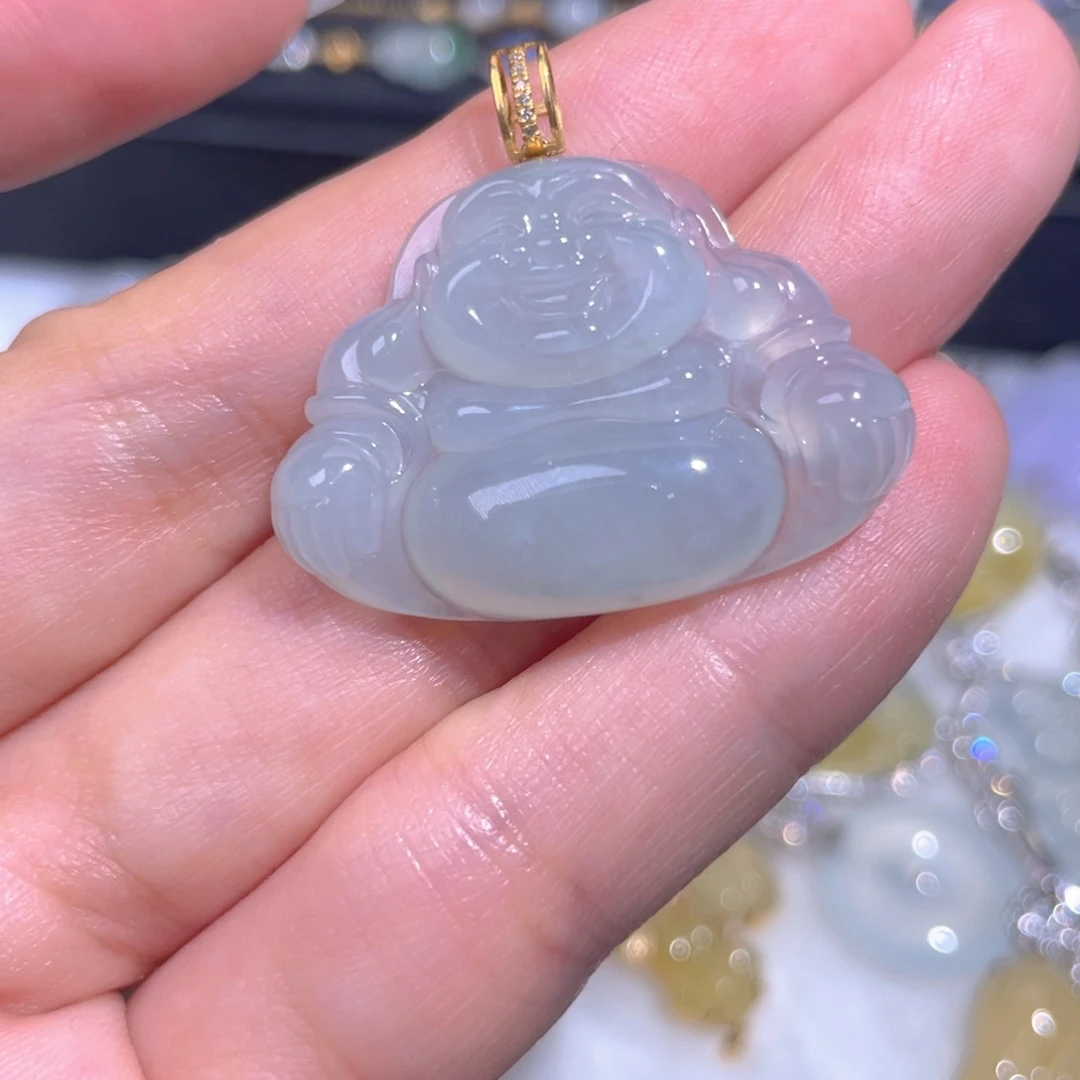 颈饰18K金镶嵌翡翠翡翠