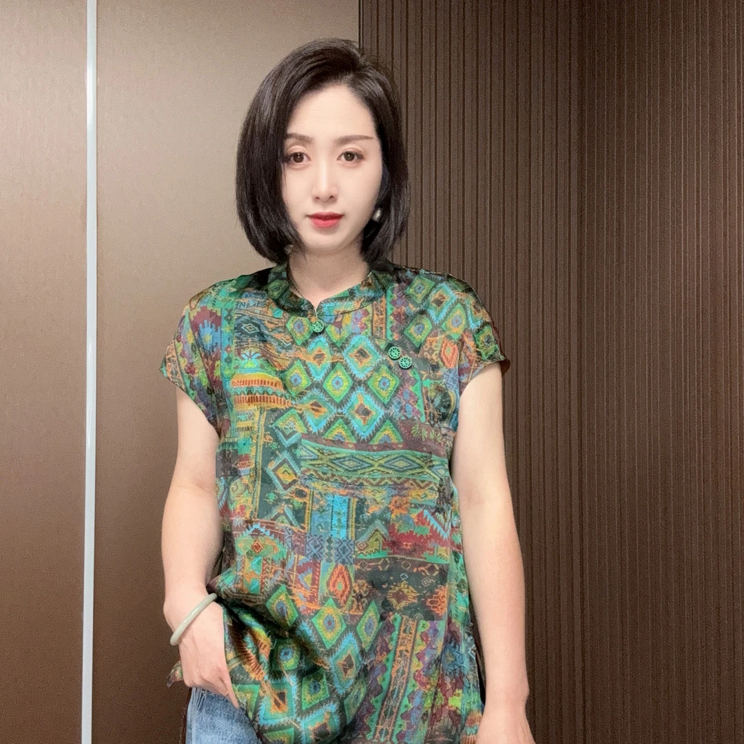 新中式网红显瘦中长款无袖式爆款上衣5008