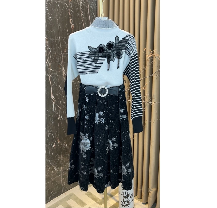 芙娜妮轻奢秋冬新款法式优雅气质套装复古显瘦名媛女装F2510214