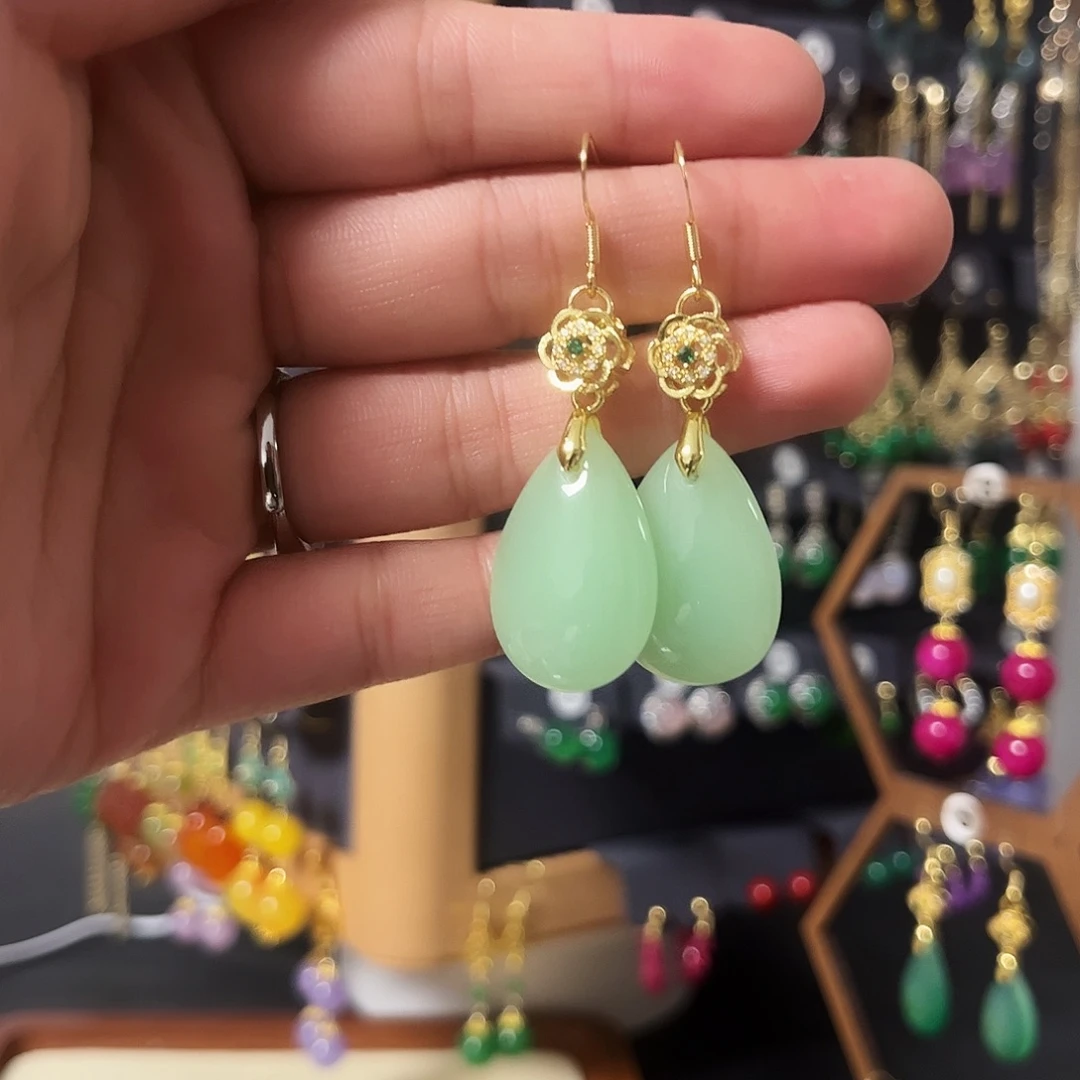 锆石纯铜925银耳饰