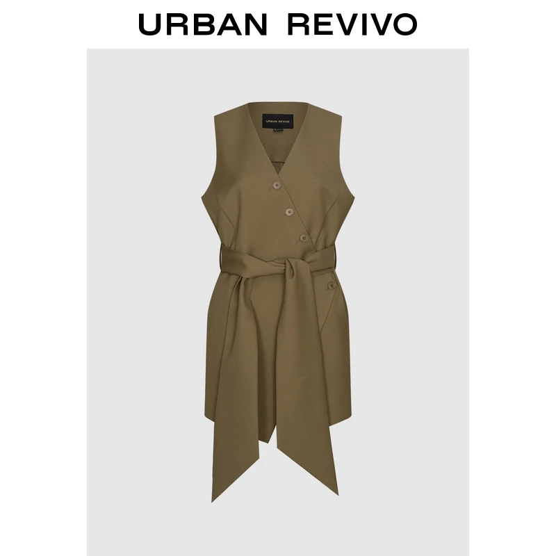 UR2025秋季新款女装气质通勤不规则绑带收腰马甲ULG150004