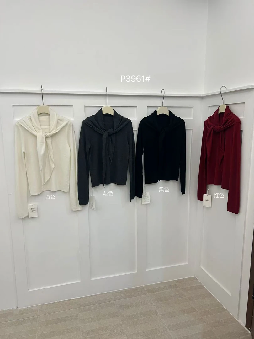 鑫燃KIKI 圆领系带披肩针织衫 3961 PF