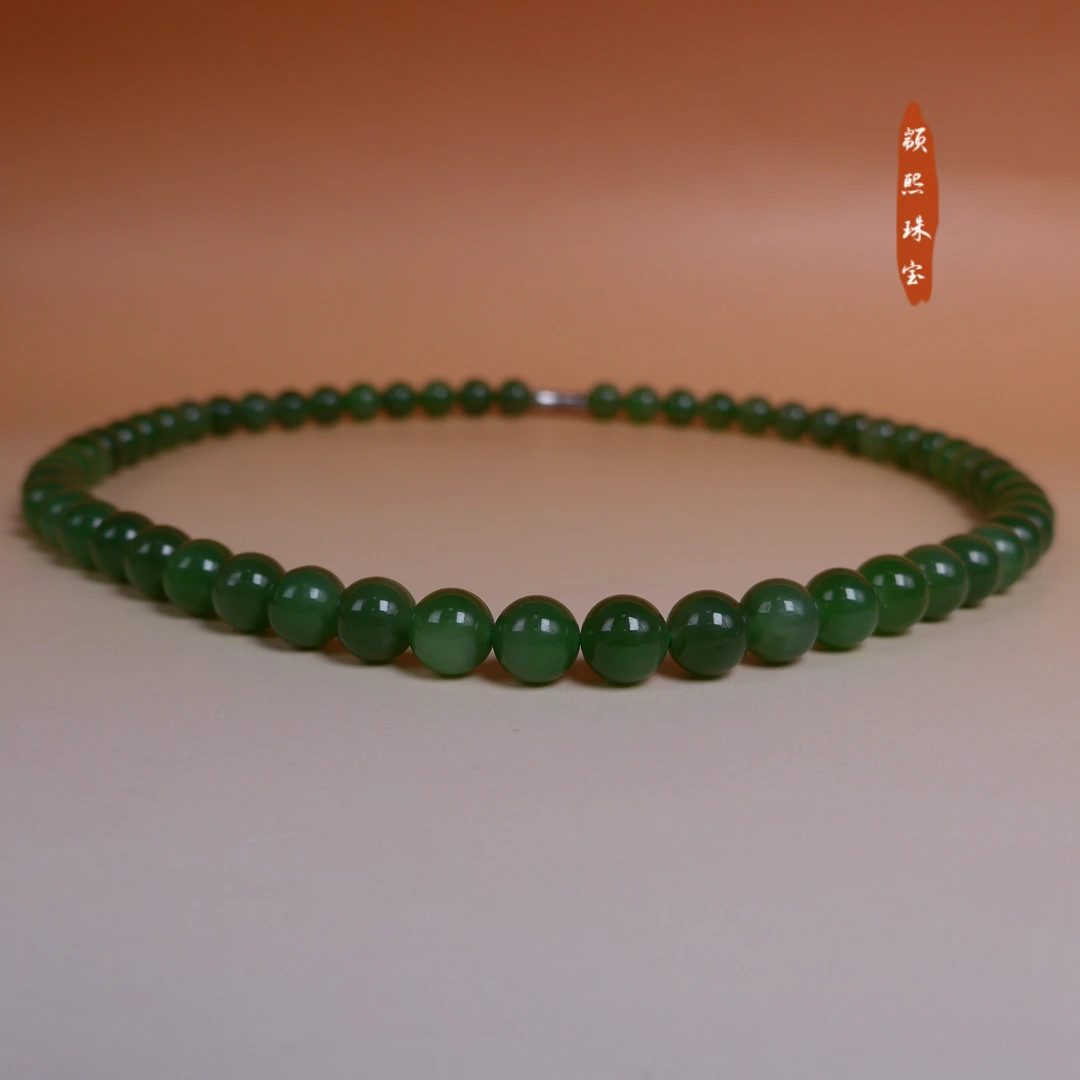 和田玉阳绿8mm项链