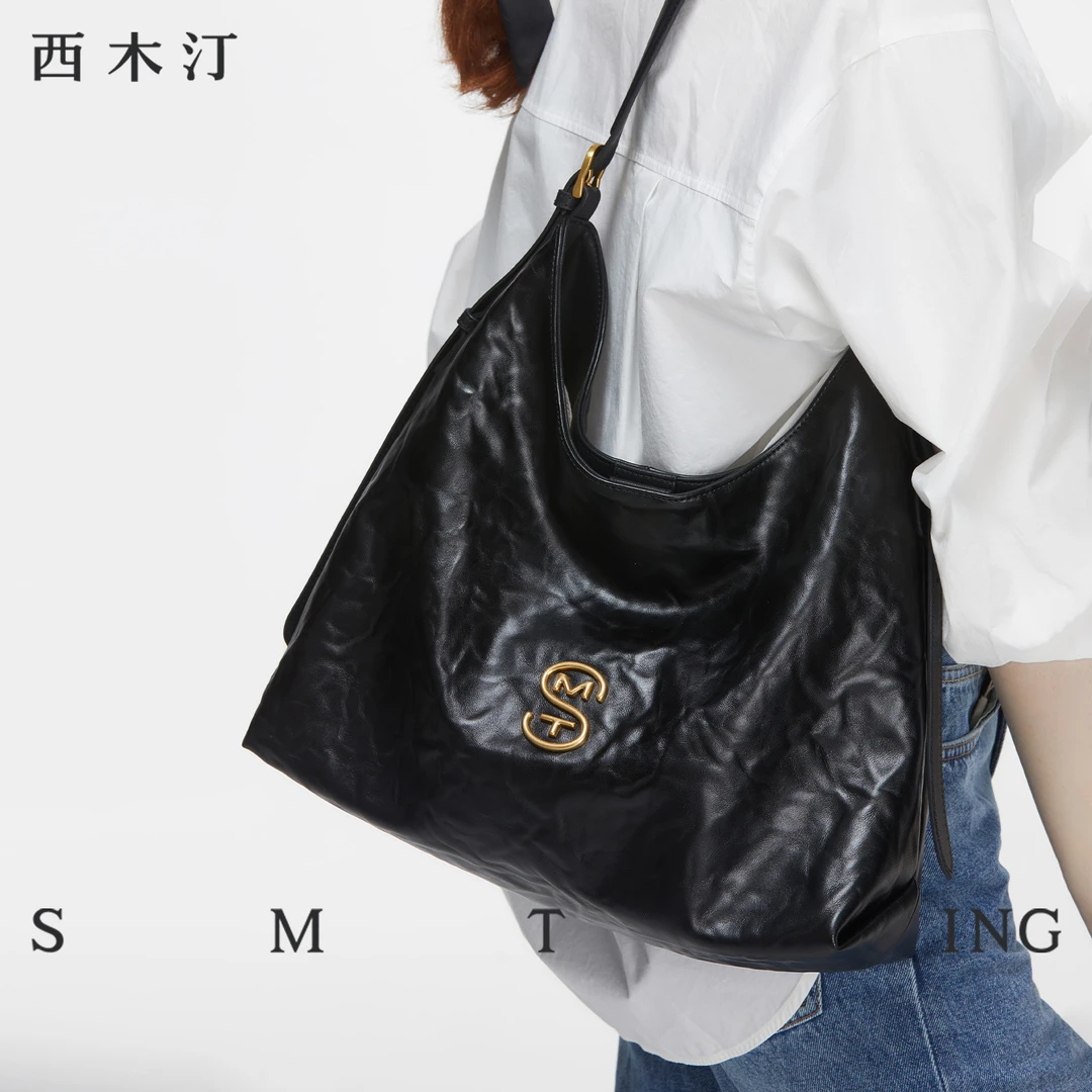 【西木汀】 自由狂想 牛皮托特包女大容量通勤包小众单肩斜挎包包