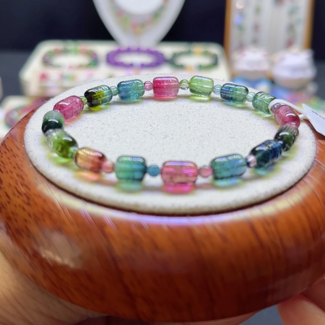 手链未镶嵌碧玺糖果鼓珠