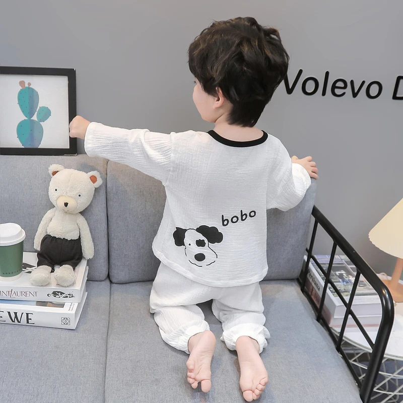 儿童睡衣春秋季男孩宝宝夏季纯棉防着凉薄款空调服套装男童家居服