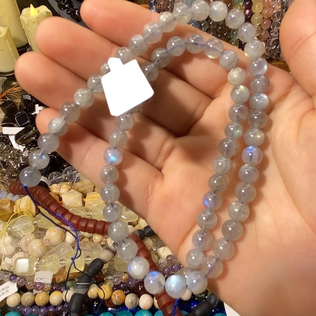 玛瑙/玉髓散珠灰月光卡6