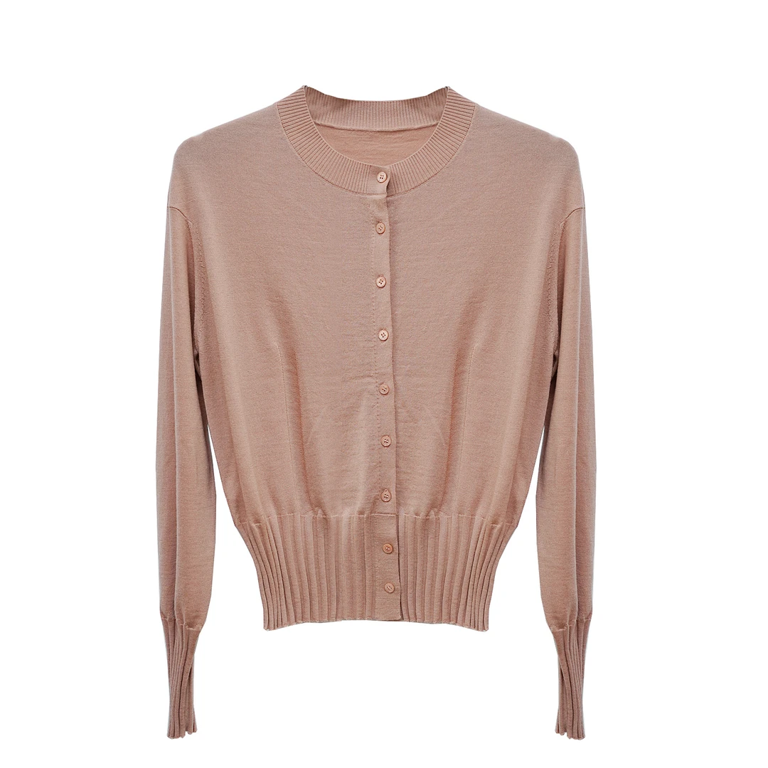 【路飞专属】女款圆领长袖羊毛针织开衫外套/17866