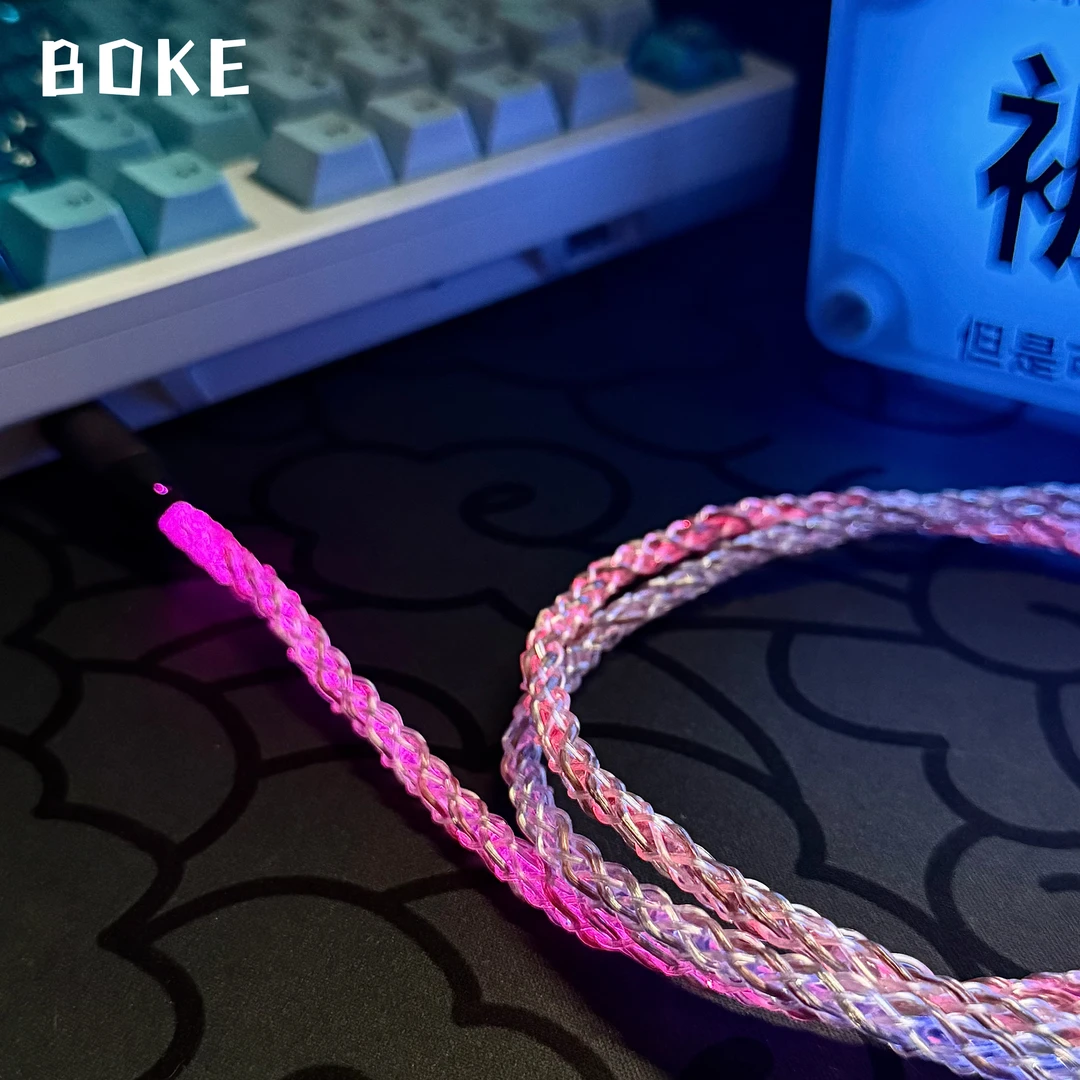 BOKE泊客8K回报率RGB炫彩发光线C口USB通用磁轴键盘机械航插线