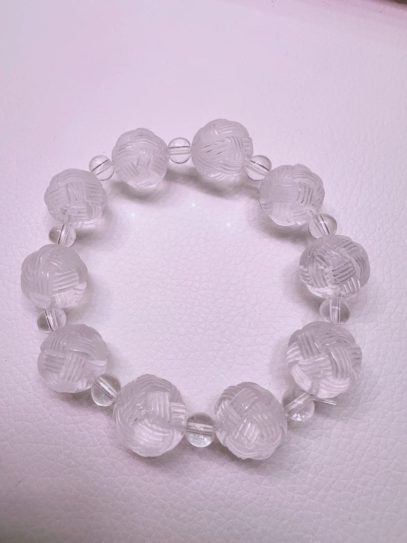 天然白水晶线球手串