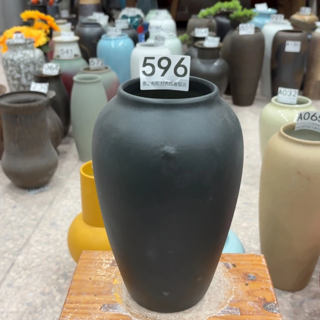 摆件瑕疵596景徳镇高温陶瓷花瓶高27口9.5