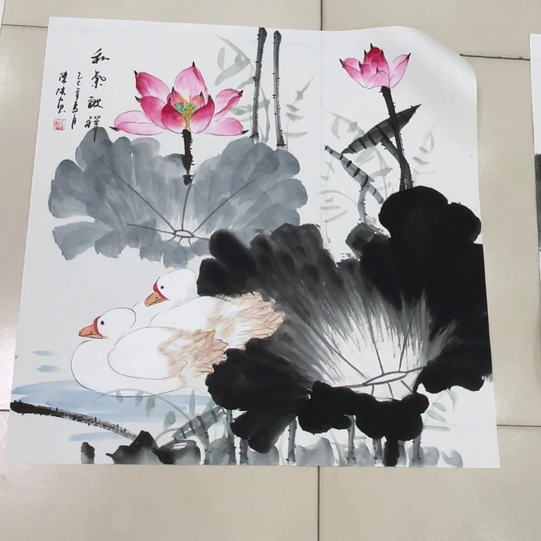 国画纯手绘的花鸟山水