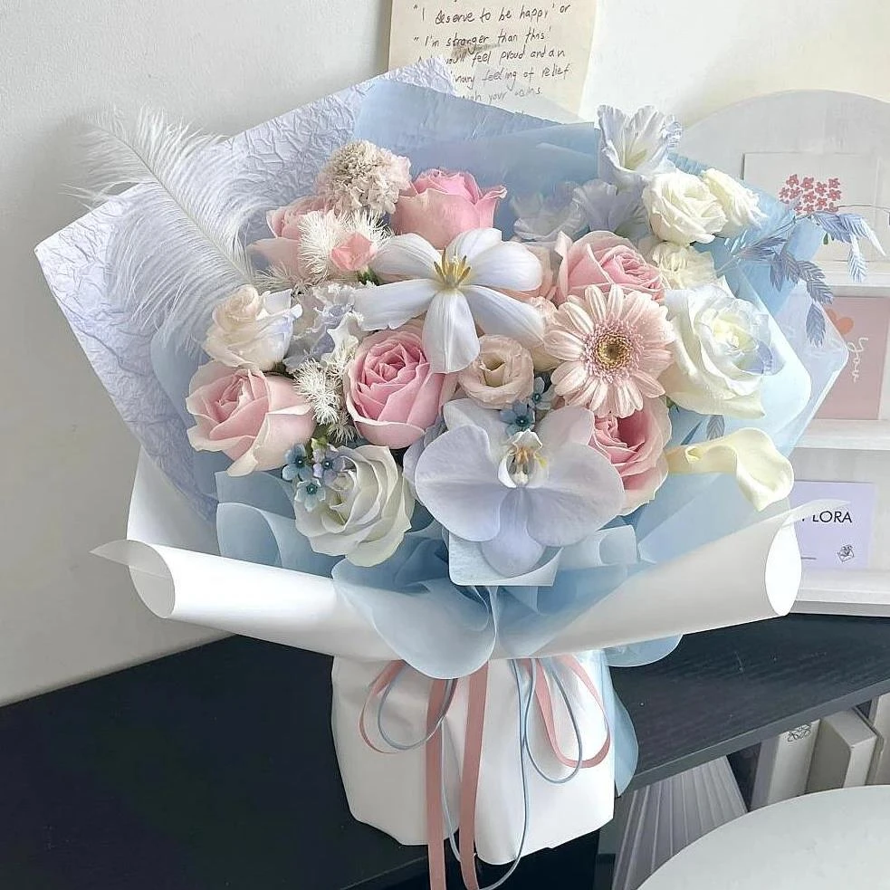 韩式混搭蝴蝶兰粉玫瑰花束全国鲜花速递同城配送女友告白闺蜜生日