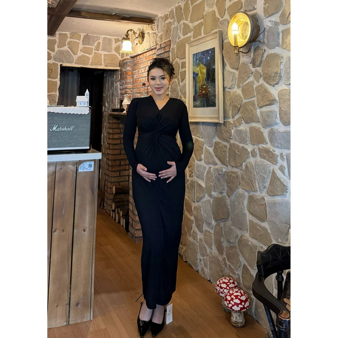 982【古丽米热】福利款新款时尚黑色显瘦气质V领女装连衣裙