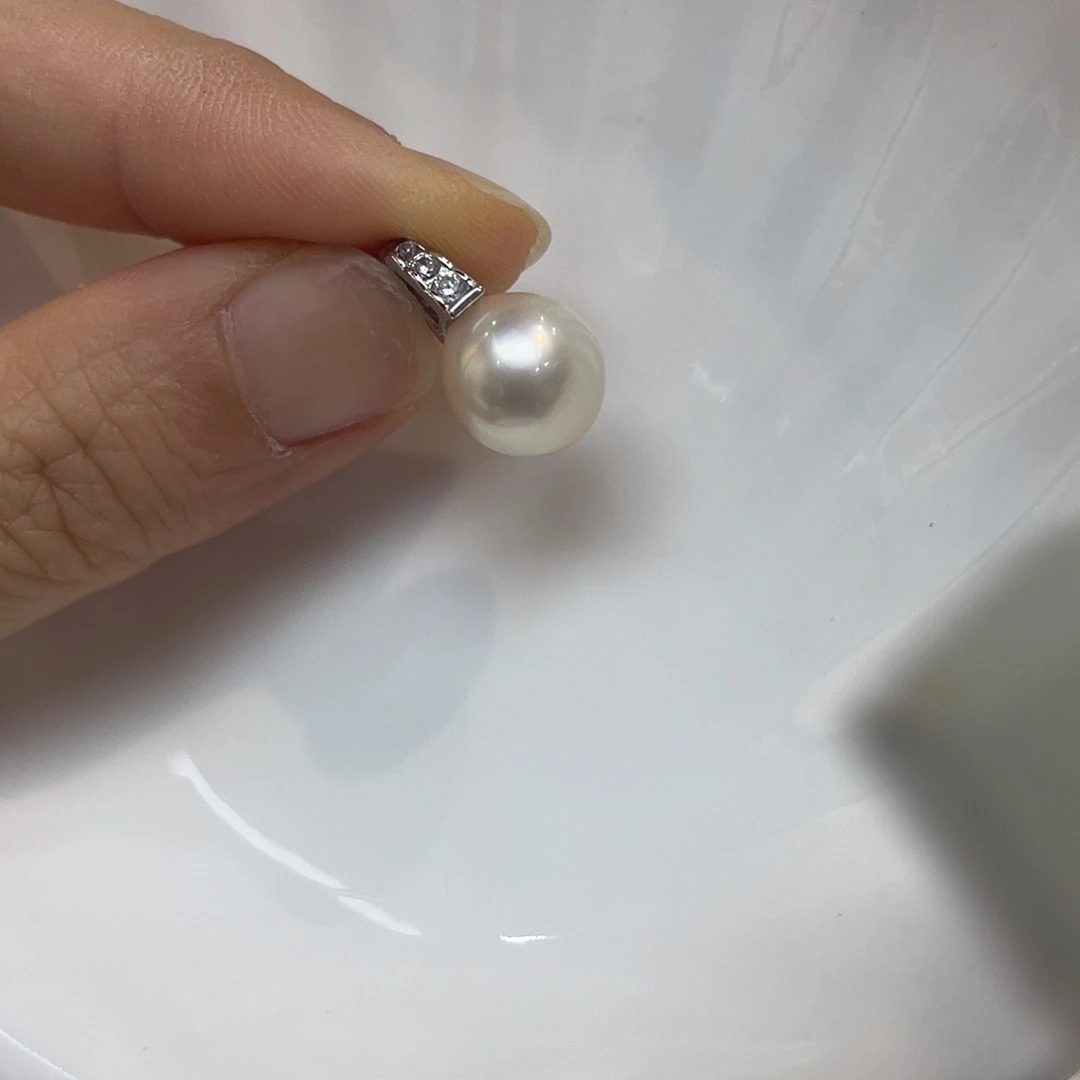 银S925镶嵌海水珍珠吊坠(不含链)