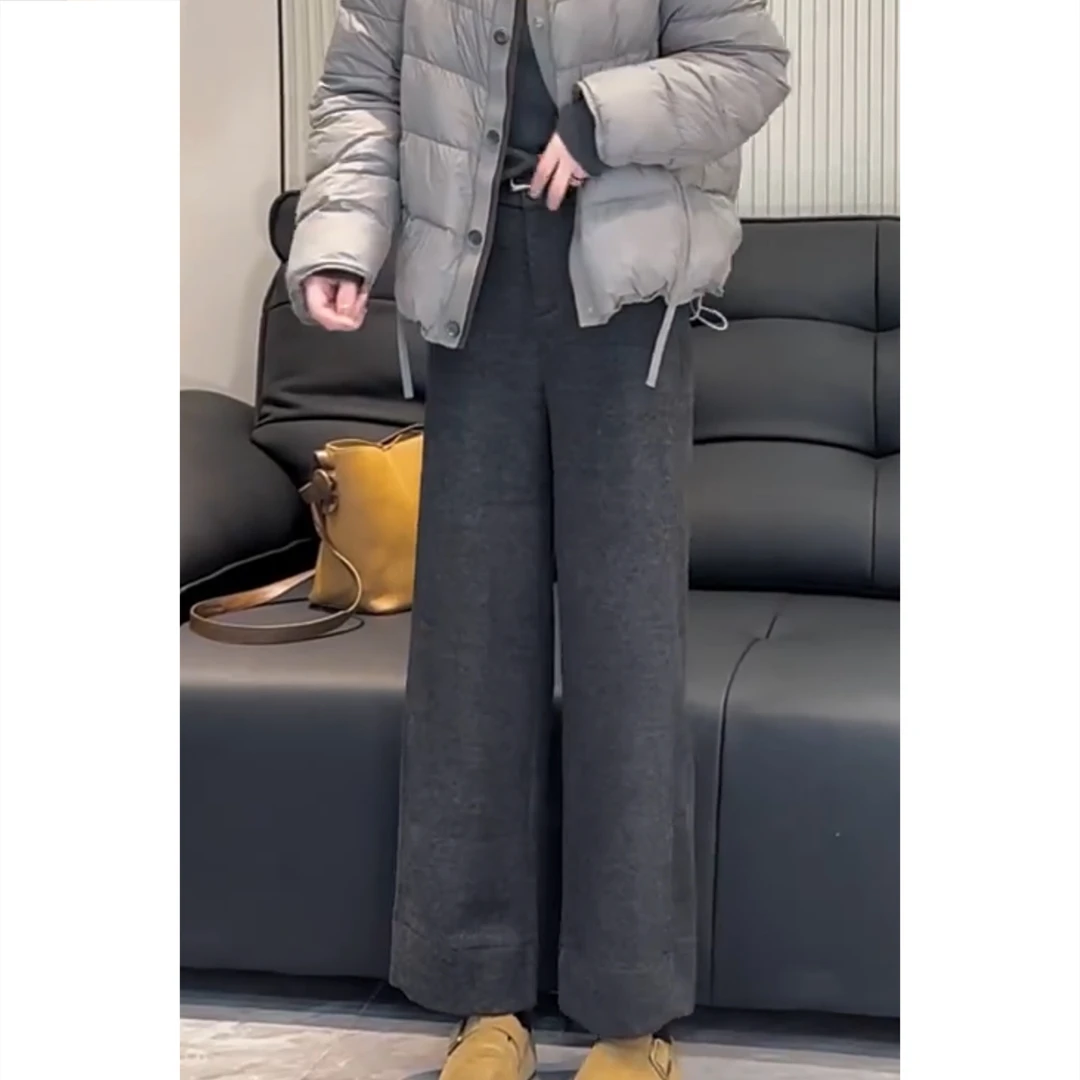 艾塔莉秋冬新款窄版直筒裤显瘦女休闲裤子梨形身材阔腿裤时尚百搭