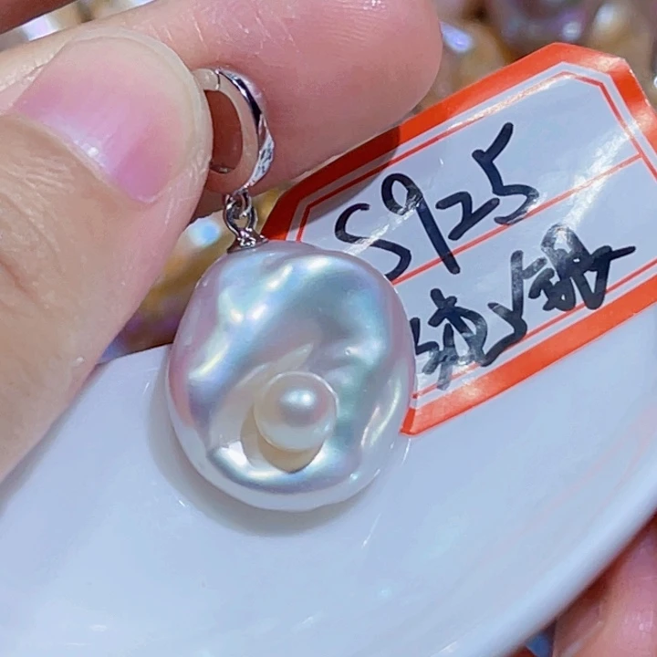 淡水珍珠银S925镶嵌颈饰