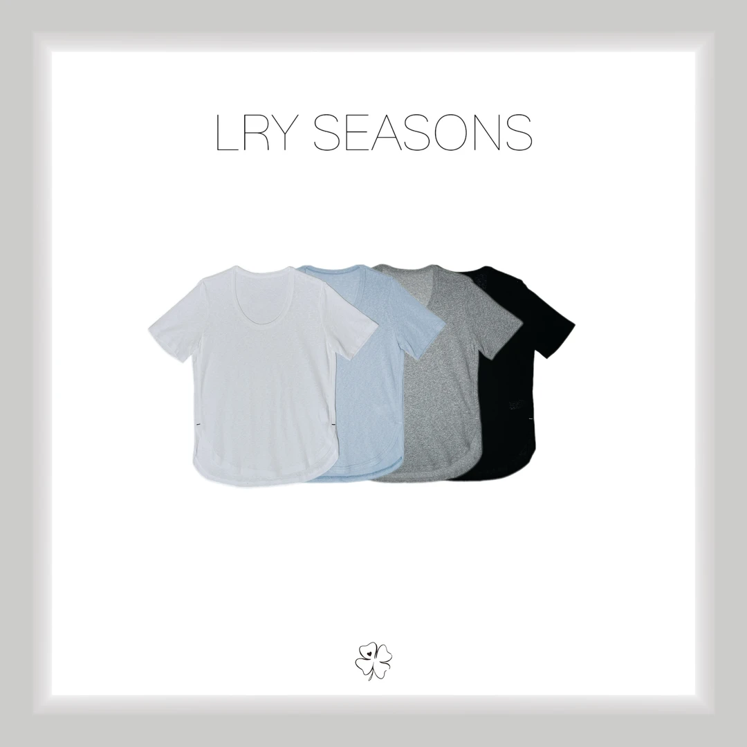 LRY SEASONS |纯色U领弧形开衩下摆短袖T恤25152