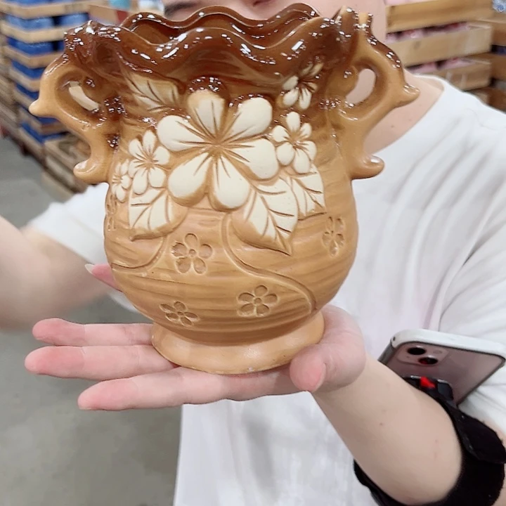 有孔.凑单10元陶瓷花盆发货！