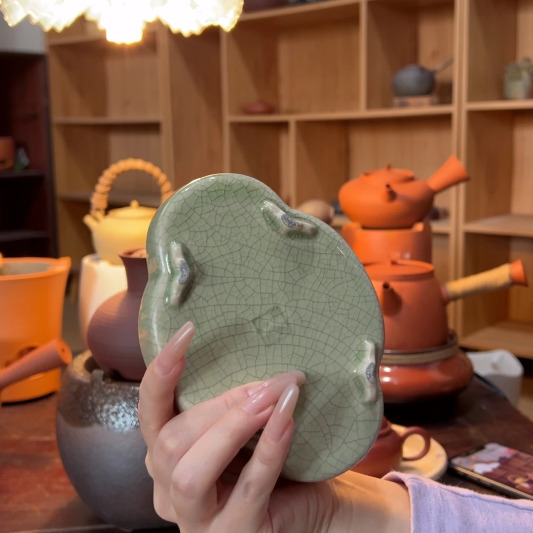 是***呀陶绿釉海棠壶承11111