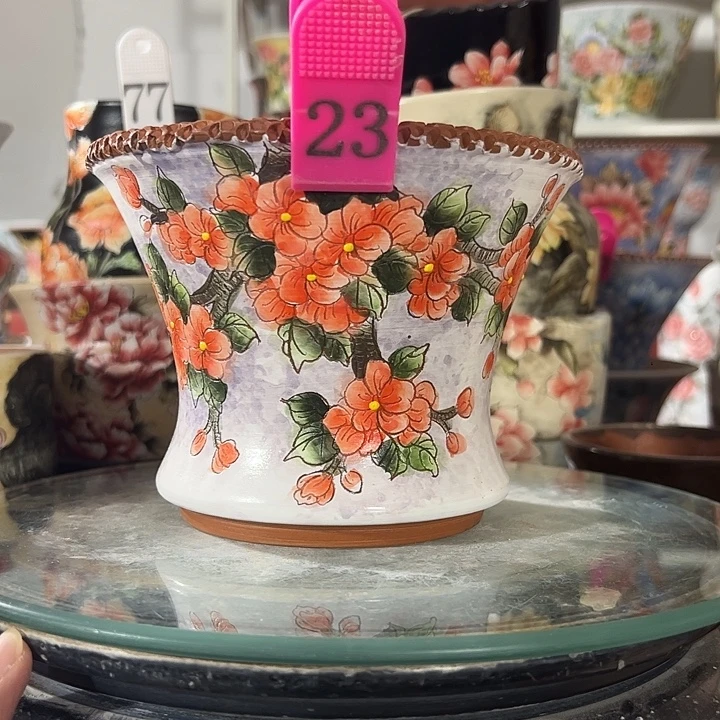 景德镇幸运花盆手绘韩式花盆
