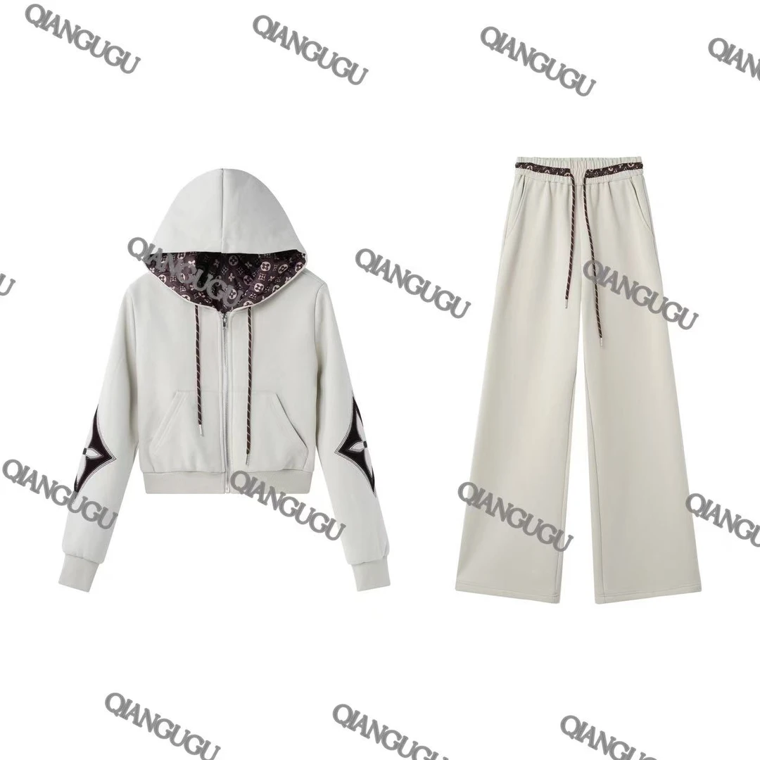 053-「芝麻酥酥」气质时尚夹棉洋气时尚设计师轻奢高定连帽秋冬套装