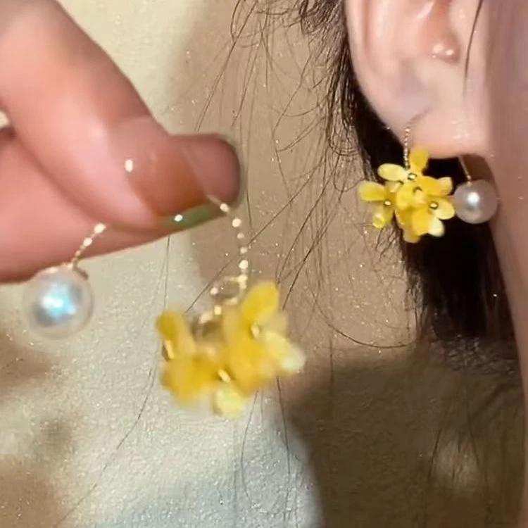 送你一朵小黄花~春夏新款小黄花耳环气质森系甜美小众设计感
