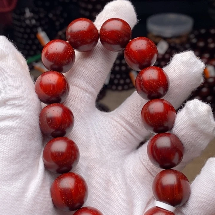 小叶紫檀手串/手链原汁原味1.5cm 5A鸡血红 泥料（36-37） 特价